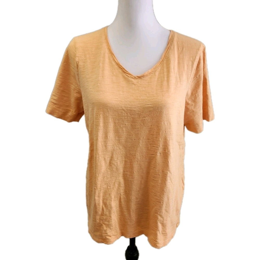 Chico's Ultimate Tee Top Women's US  Peach Short Sleeve V-Neck‎ Casual Medium